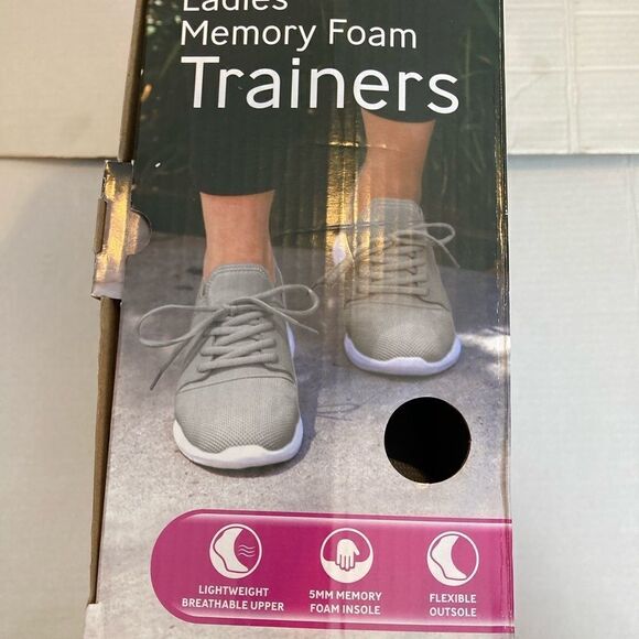 CRANE, Ladies Memory Foam Fitness Trainers Shoes, Size 8,‎ Lightweight, Gray - Picture 3 of 8